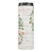 Bouteilles Isothermes Rose de Monogramme en bois vieilli Hydrangea & Euc (Dos)