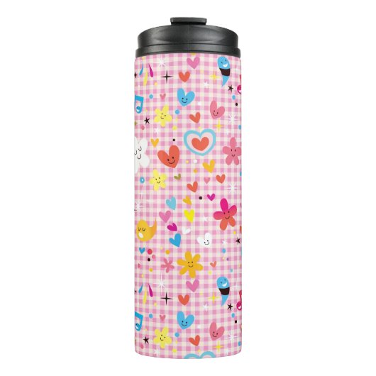 Bouteilles Isothermes rose de motif de bande dessinée d'amusement (Devant)