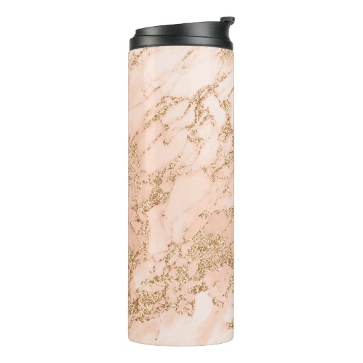 Bouteilles Isothermes Rose en marbre parties scintillant d'or abstrait (Tourné sur la gauche)