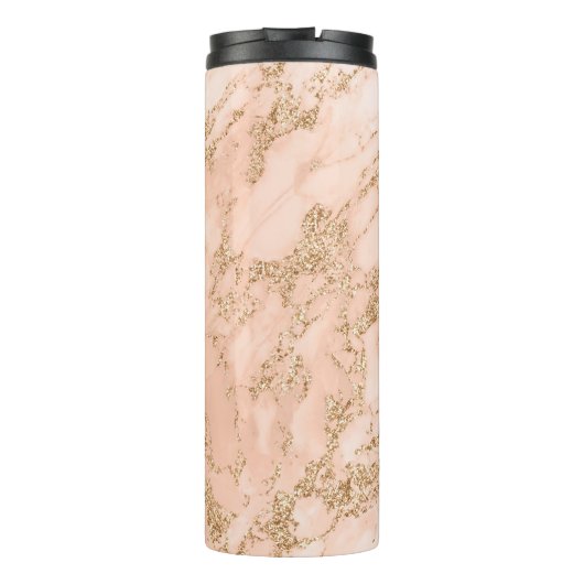 Bouteilles Isothermes Rose en marbre parties scintillant d'or abstrait (Dos)