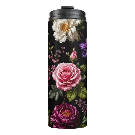 Bouteilles Isothermes Rose en velours noir  (Devant)
