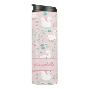 Bouteilles Isothermes Rose girly mignon cygne floral élégant beau