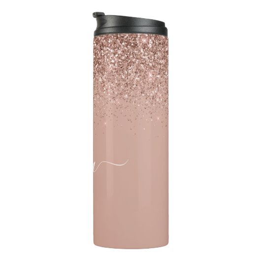 Bouteilles Isothermes Rose Gold Blush Pink Parties scintillant Girl Mono (Tourné sur la droite)