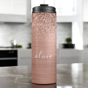 Bouteilles Isothermes Rose Gold Métallisé Pailleté Monogramme