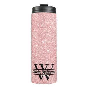 Bouteilles Isothermes Rose Gold Pailleté Monogram Étincelle Moderne Fé