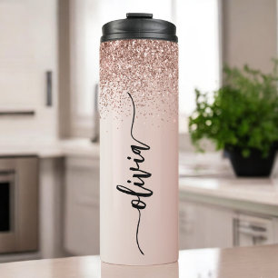 Bouteilles Isothermes Rose Gold - Parties scintillant rose pâle Nom du m