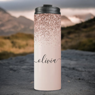 Bouteilles Isothermes Rose Gold - Parties scintillant rose pâle Nom du m