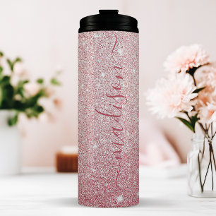 Bouteilles Isothermes Rose Pailletée Personnalisée