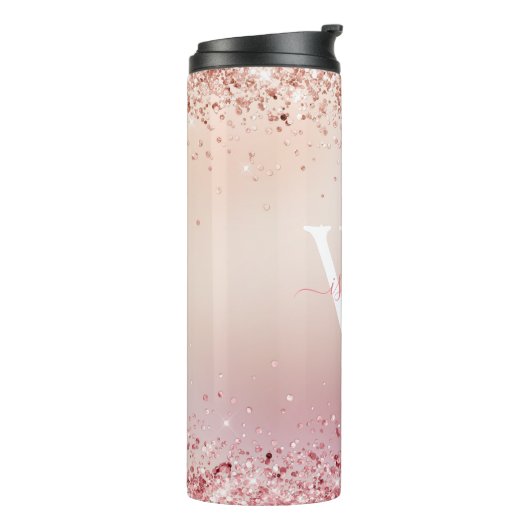 Bouteilles Isothermes Rose Parties scintillant or élégant Monogramme (Tourné sur la gauche)