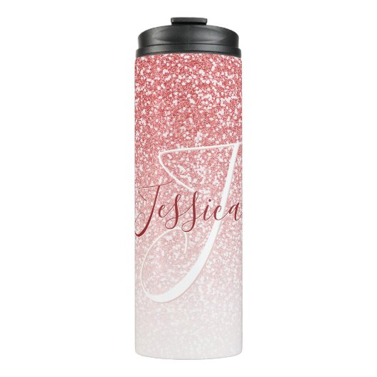 Bouteilles Isothermes Rose Parties scintillant Or Ombre Moderne Monogram (Devant)