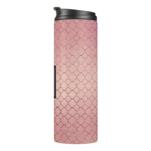 Bouteilles Isothermes Rose Rose Motif or élégant Monogramme (Tourné sur la droite)