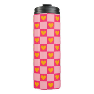 Bouteilles Isothermes Rose rouge jaune coeur amour À damiers Y2K Motif