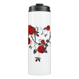 Bouteilles Isothermes Rose Thorns Fleur Fleur Rouge Feuille Noire Plante