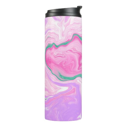 Bouteilles Isothermes Rose, Violet, Art Marbre Vert Menthe (Tourné sur la gauche)