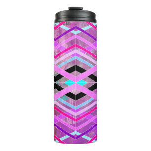 Bouteilles Isothermes Rose violet et aqua géométrique croisillon rayures