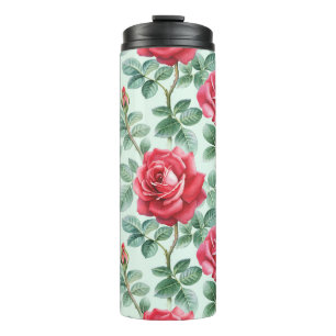 Bouteilles Isothermes Roses aquarelle : Illustration Florale sans joint.