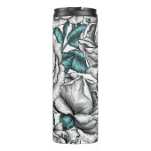 Bouteilles Isothermes Roses blanches avec feuilles bleus (Dos)