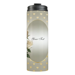 Bouteilles Isothermes Roses blanches Coeurs d'or Paruline thermique fleu