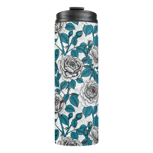 Bouteilles Isothermes Roses blanches et coccinelle (Devant)