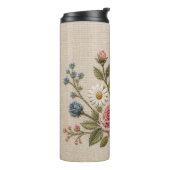 Bouteilles Isothermes Roses Brodées Blush & Bleu (Tourné sur la gauche)