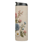Bouteilles Isothermes Roses Brodées Blush & Bleu (Tourné sur la droite)