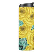 Bouteilles Isothermes Roses d'aquarelle jaune avec feuilles et pattes de (Tourné sur la gauche)