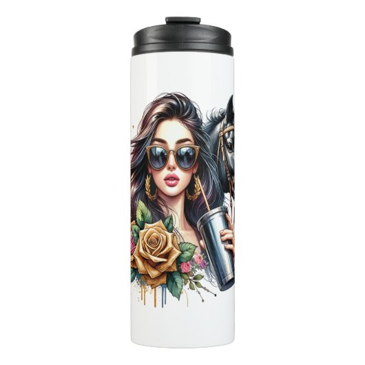 Bouteilles Isothermes Roses de Parties scintillant de cheval fille esthé (Devant)