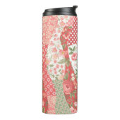 Bouteilles Isothermes Roses de Patchwork : conception motif transparente (Tourné sur la gauche)
