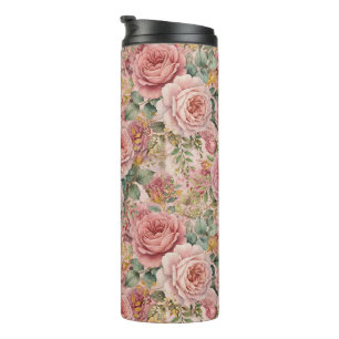 Bouteilles Isothermes Roses Rose Poussiéreux Charmant Artistique Vert Sa