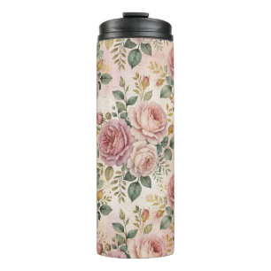 Bouteilles Isothermes Roses Rose Poussiéreux Charme Élégant Vert Sauge O