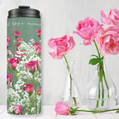 Bouteilles Isothermes Roses roses blanches Fleurs douces Vert Inspiratio