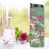 Bouteilles Isothermes Roses roses blanches Fleurs douces Vert Inspiratio