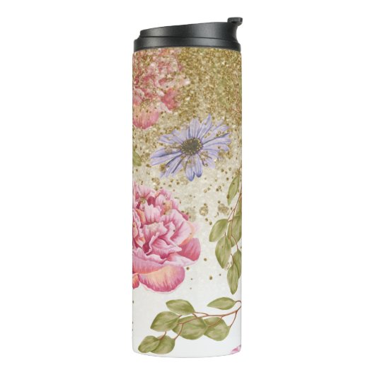 Bouteilles Isothermes *~* Roses roses rose florale Parties scintillant o (Tourné sur la gauche)