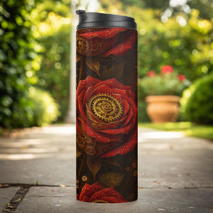Bouteilles Isothermes Roses Steampunk Luxueuses Engrenages Dorés Romanti