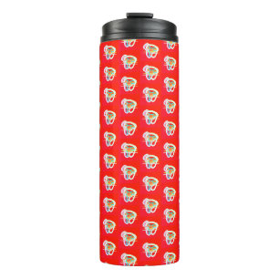 Bouteilles Isothermes Rouge avec de petits dessins d'art sur elle thermo