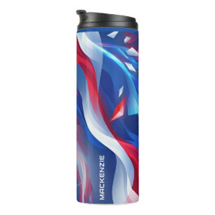 Bouteilles Isothermes Rouge Blanc Bleu Abstrait avec Votre Nom