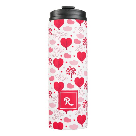 Bouteilles Isothermes Rouge & blanc Valentine's arbre forme coeurs motif (Devant)