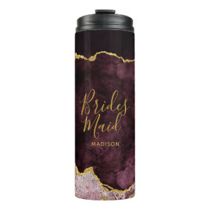 Bouteilles Isothermes Rouge Bourgogne Blush Papier D'or Marbre Demoisell