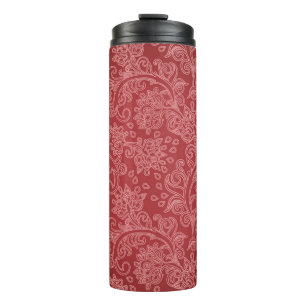 Bouteilles Isothermes Rouge Paisley Damassé Designer Floral Vintage Clas