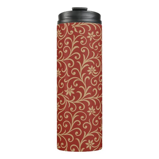 Bouteilles Isothermes Rouges et or Damask Flor Scroll (Devant)