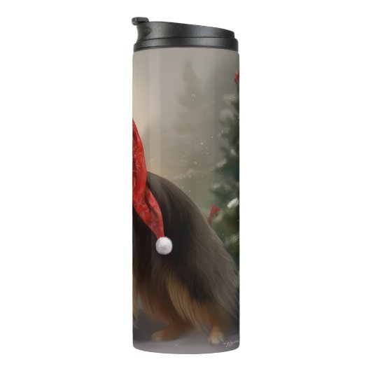 Bouteilles Isothermes Rough Collie Chien dans la neige Noël (Tourné sur la droite)