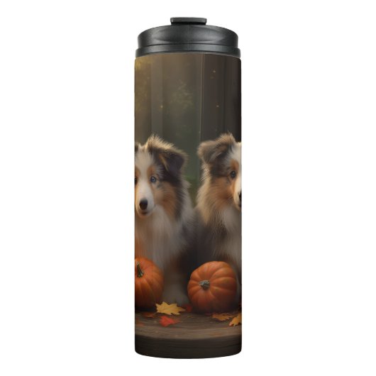 Bouteilles Isothermes Rough Collie Puppy Automne Citrouille de plaisir (Devant)