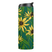 Bouteilles Isothermes Rudbekia jaune sur vert foncé (Tourné sur la gauche)