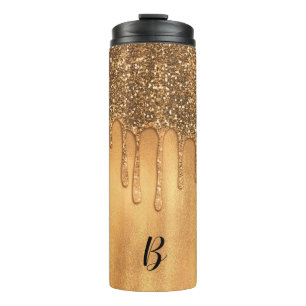 Bouteilles Isothermes Ruisselant de Glitter de Miel d'Or Jolies Gouttes