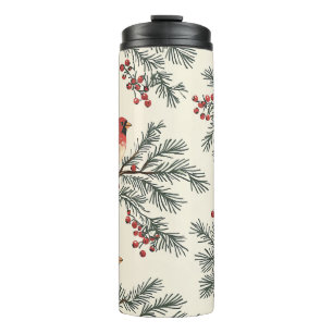 Bouteilles Isothermes Rustic Bird et Poinsettia Motif de Noël (16)