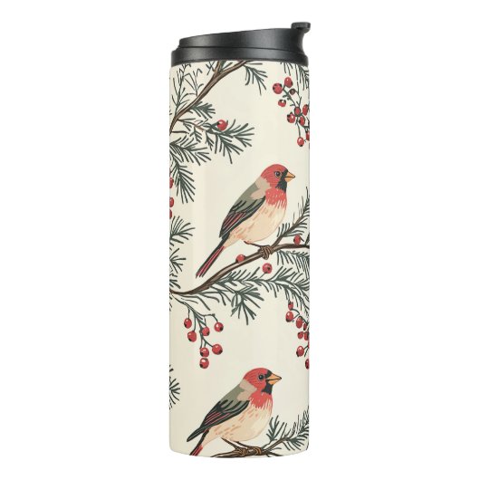 Bouteilles Isothermes Rustic Bird et Poinsettia Motif de Noël (16) (Tourné sur la gauche)