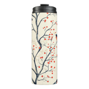 Bouteilles Isothermes Rustic Bird et Poinsettia Motif de Noël (2)