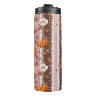 Bouteilles Isothermes Rustique Citrouilles d'automne & dentelle fleurie 