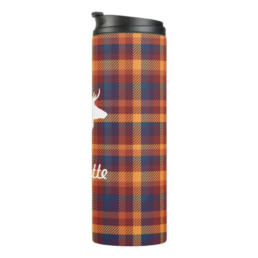 Bouteilles Isothermes Rustique Plaid Automne & White Deer Silhouette (Tourné sur la droite)