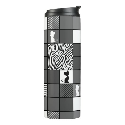 Bouteilles Isothermes Rustique, Populaire, Noir et blanc, Patchwork, Sim (Tourné sur la gauche)